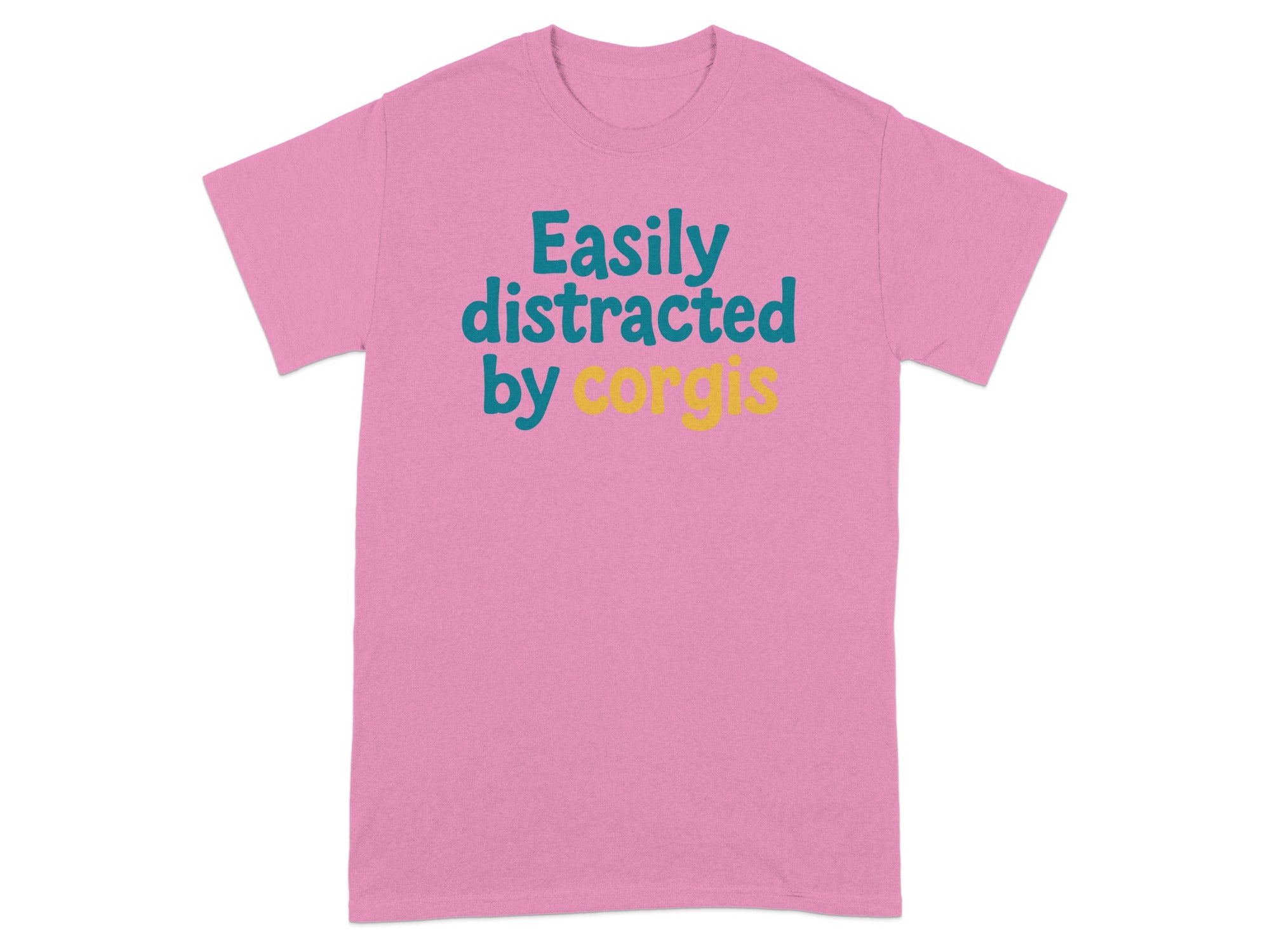 Easily Distracted by Corgis Pink Graphic T-Shirt