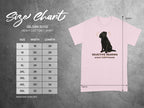 Gildan 5000 t-shirt size chart with dog graphic and text "Selective Hearing Since Puppyhood".