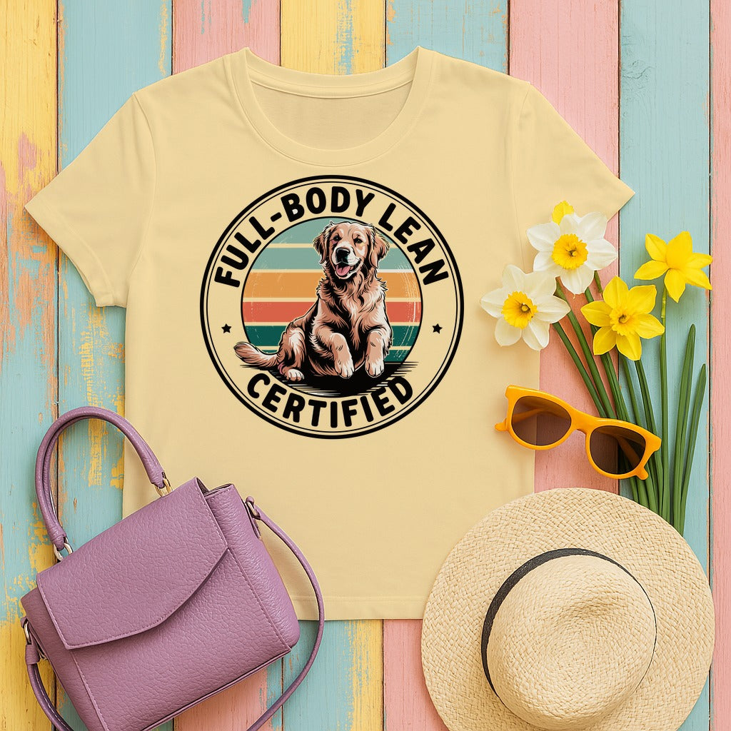 Certified Full-Body Lean Golden Retriever Funny Dog T-Shirt in Yellow Haze