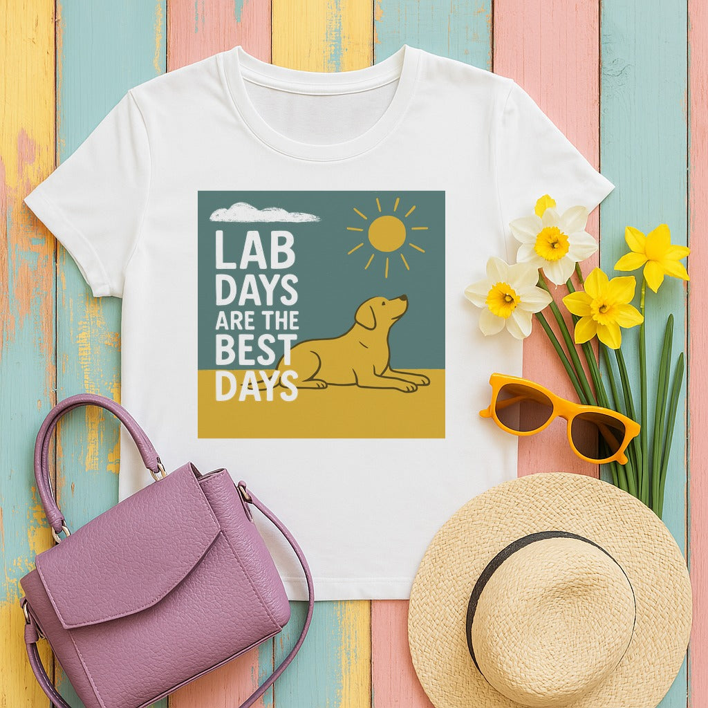 Happy Yellow Lab Days Illustrated T-Shirt in White