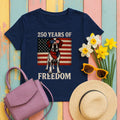 250 Years Of Freedom Patriotic German Shorthaired Pointer With American Flag T-Shirt in Navy