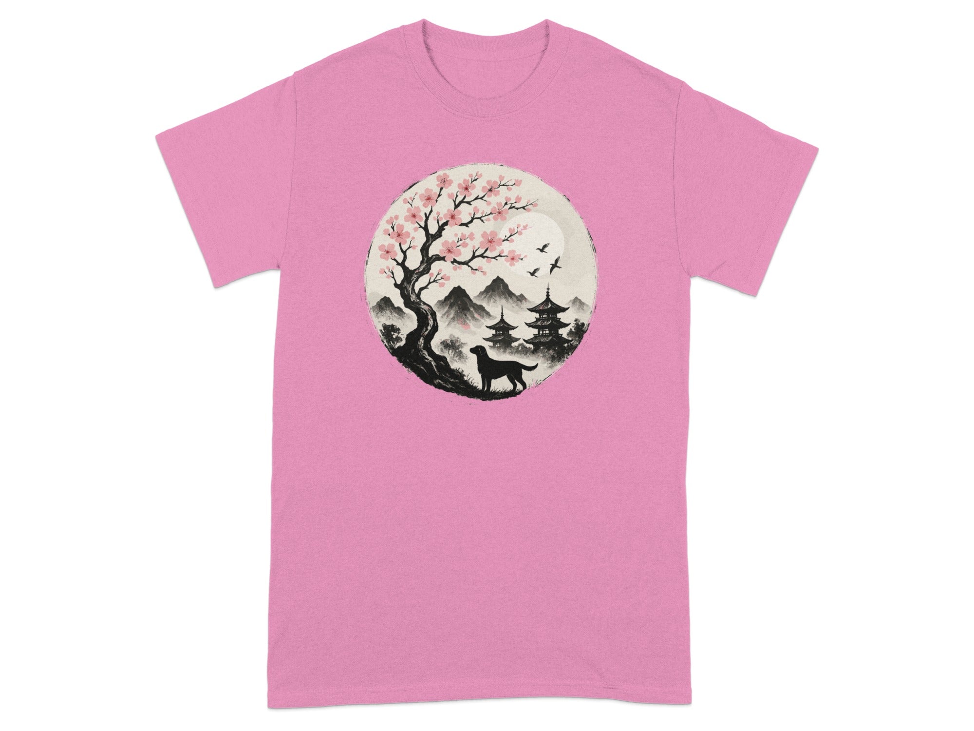 Scenic Tree and Deer Graphic Print T-shirt