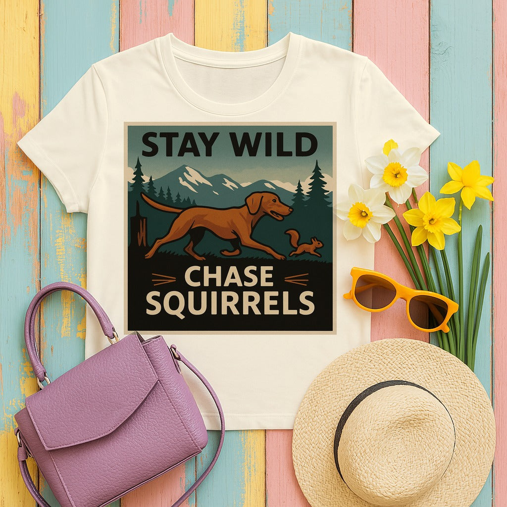 Chase Squirrels Vizsla T-Shirt. in Natural
