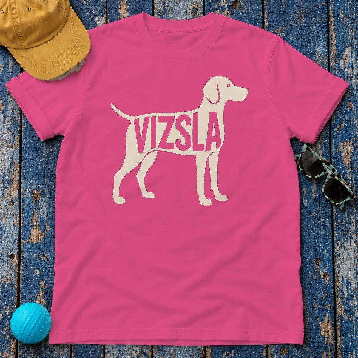 Elegant Vizsla Silhouette T-Shirt in Heliconia