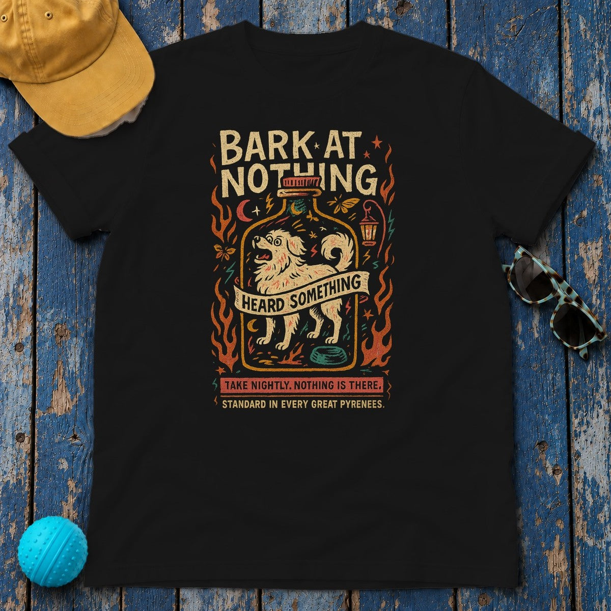 Great Pyrenees Bark At Nothing T-Shirt in Black