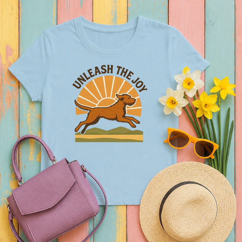 Wirehaired Vizsla Unleash the Joy Tee in Light Blue