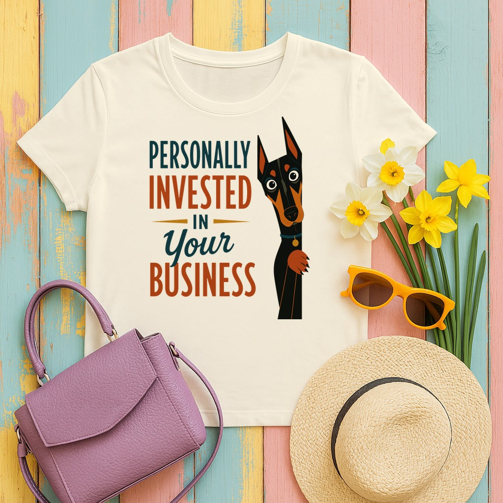 Doberman Pinscher — Personally Invested Dobie T-Shirt in Natural