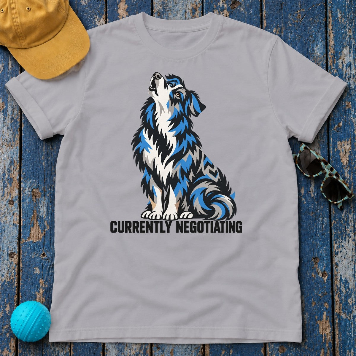 Currently Negotiating Australian Shepherd T-Shirt in Athletic Heather