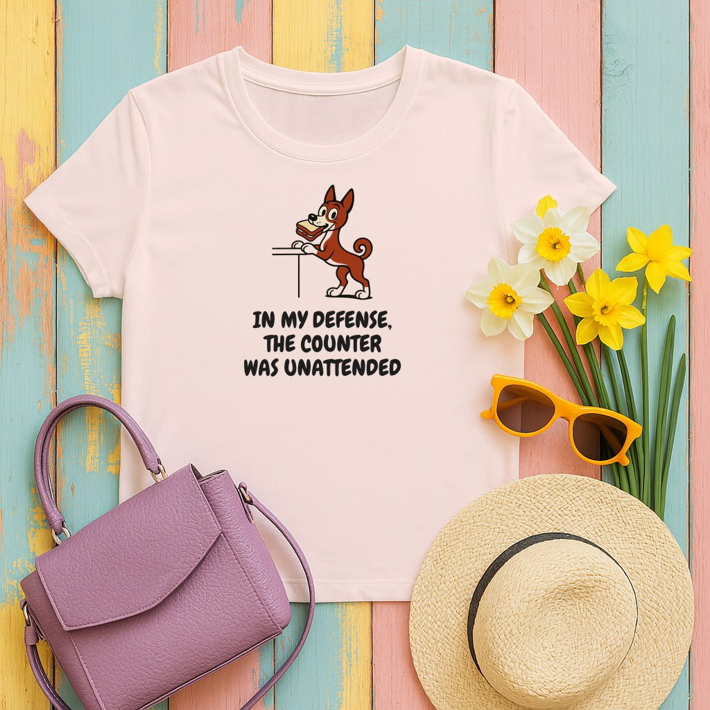 Basenji Counter Was Unattended Tee in Soft Pink