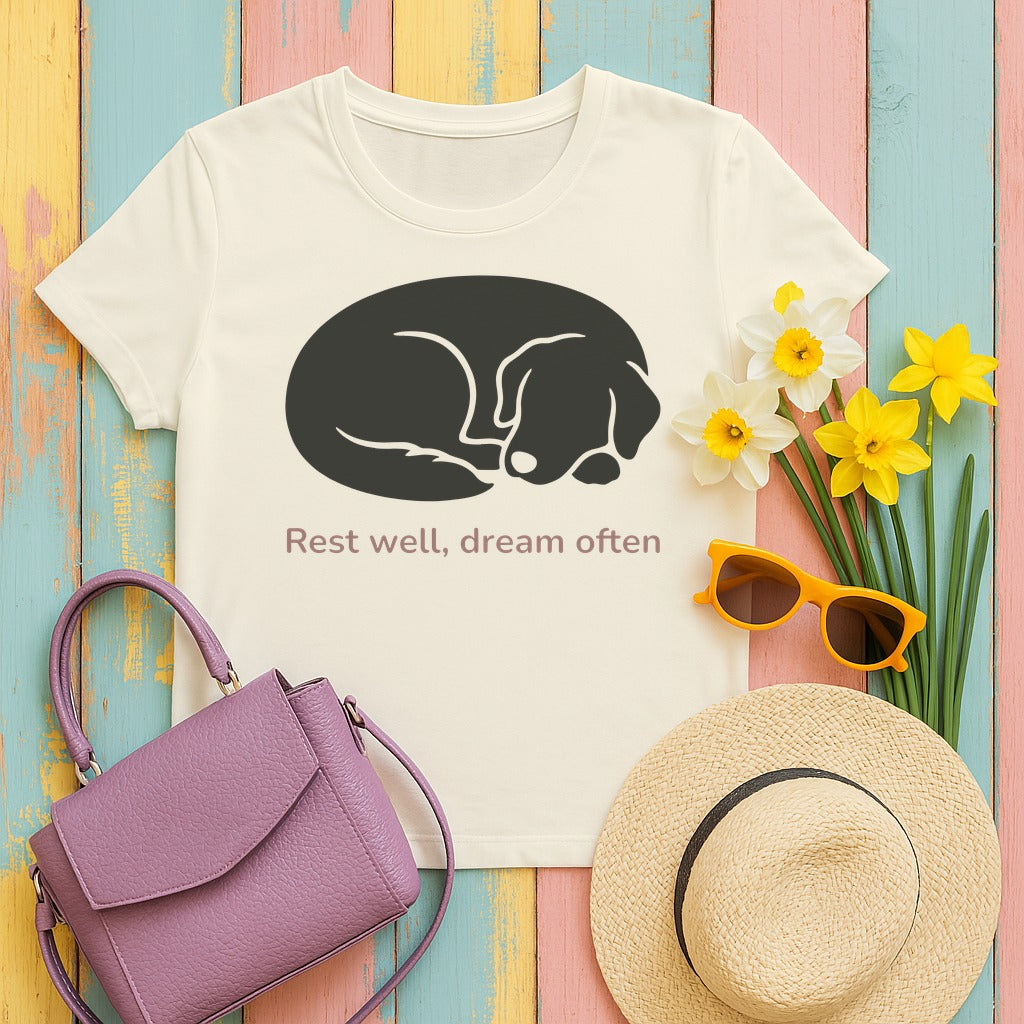 Rest Well Golden Retriever T-Shirt in Ivory