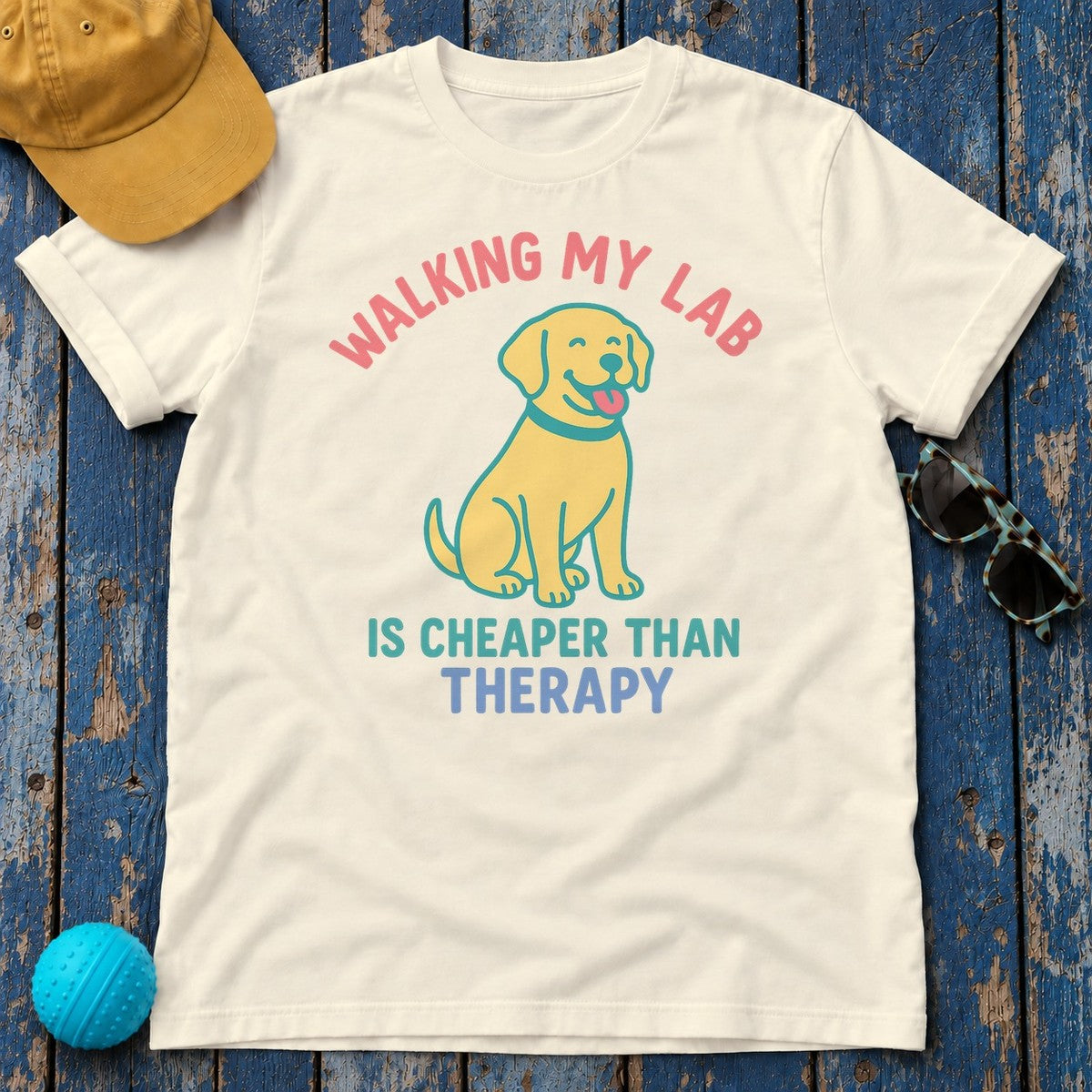 Walking My Lab Is T-Shirt in Natural