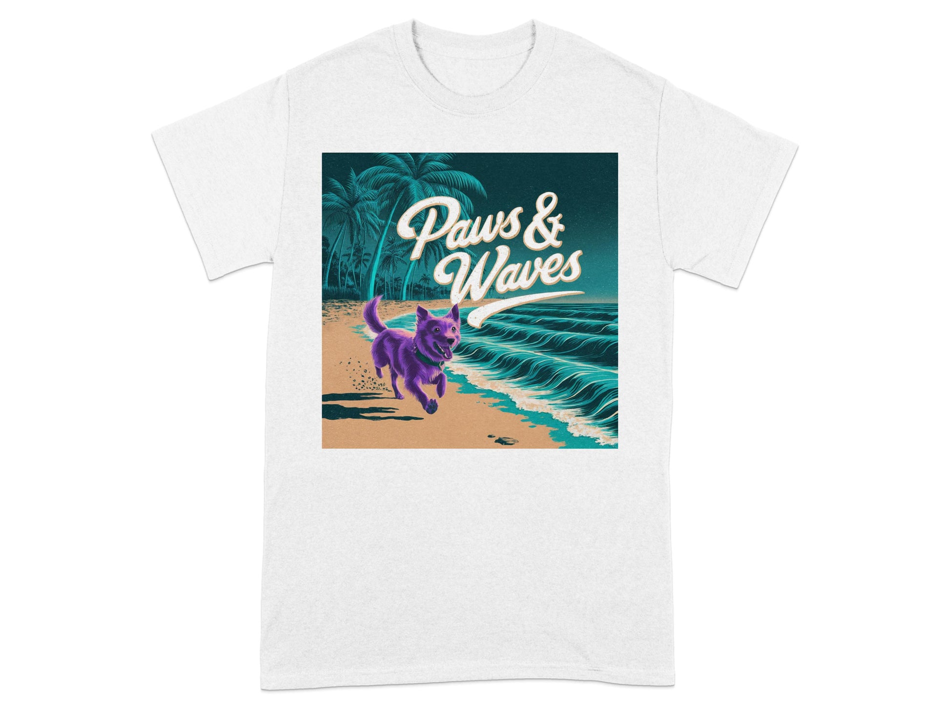 Paws and Waves Dog Beach Scene Graphic T-Shirt product
