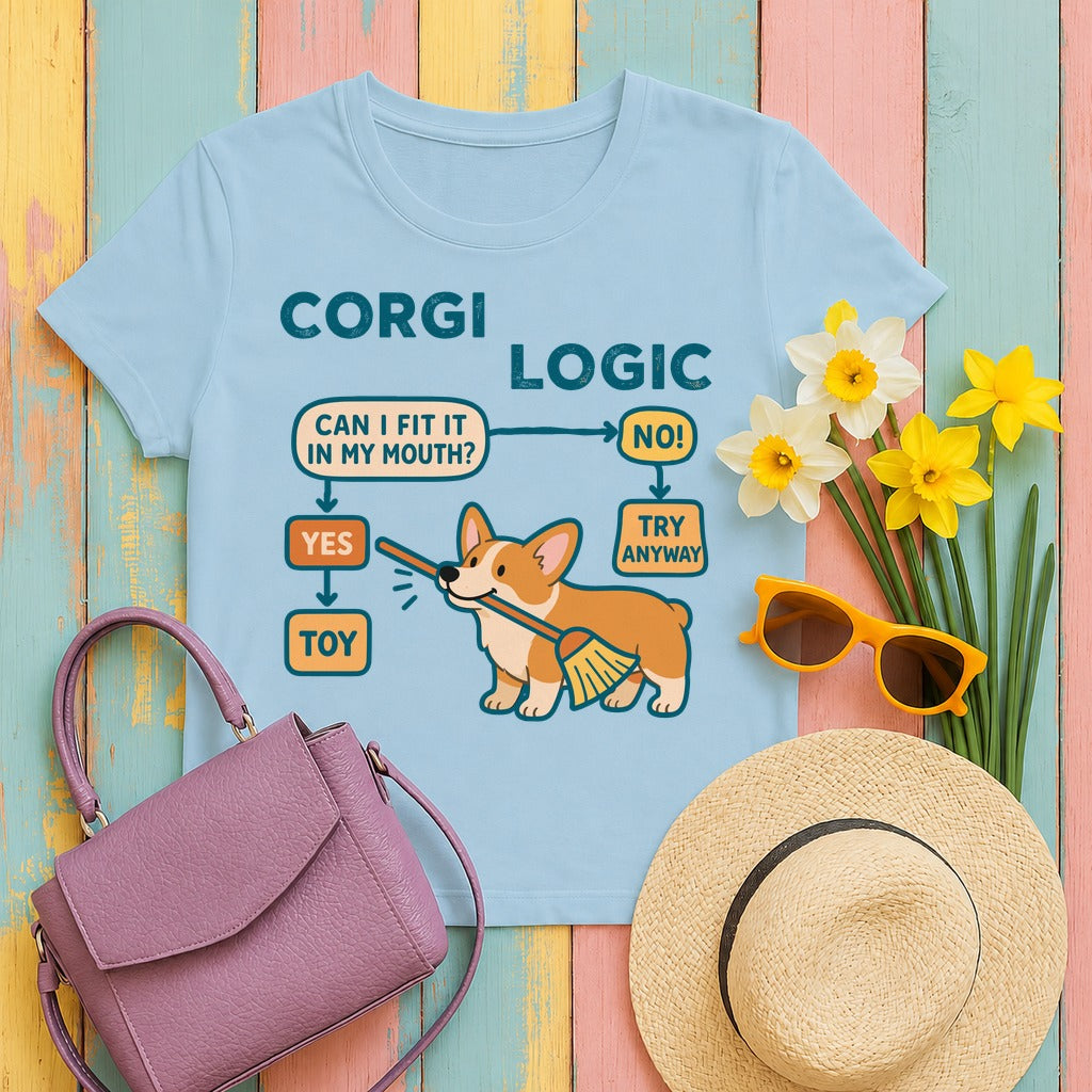 Corgi Logic T-Shirt in Light Blue