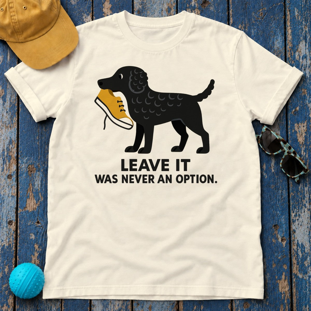 Curly-Coated Retriever Leave It Tee in Natural