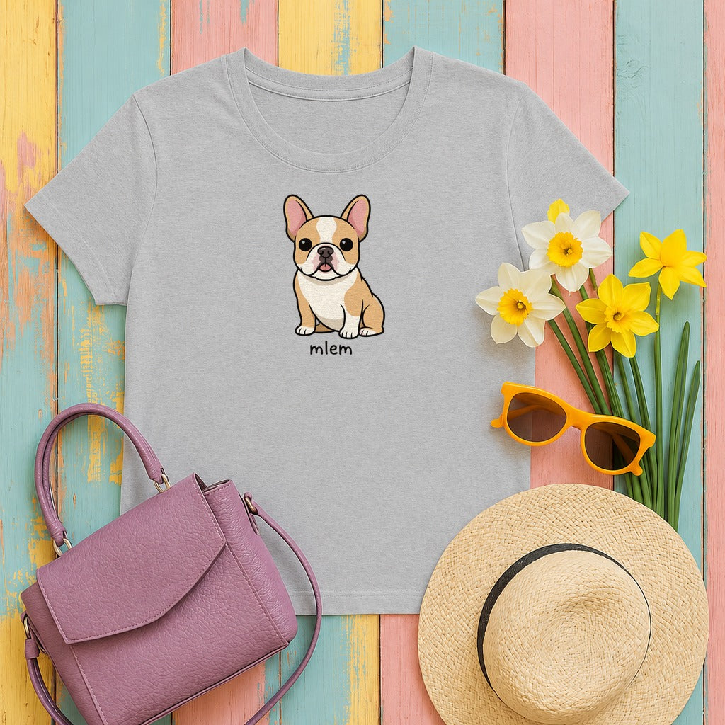 Cute French Bulldog Mlem T-Shirt in Sport Grey