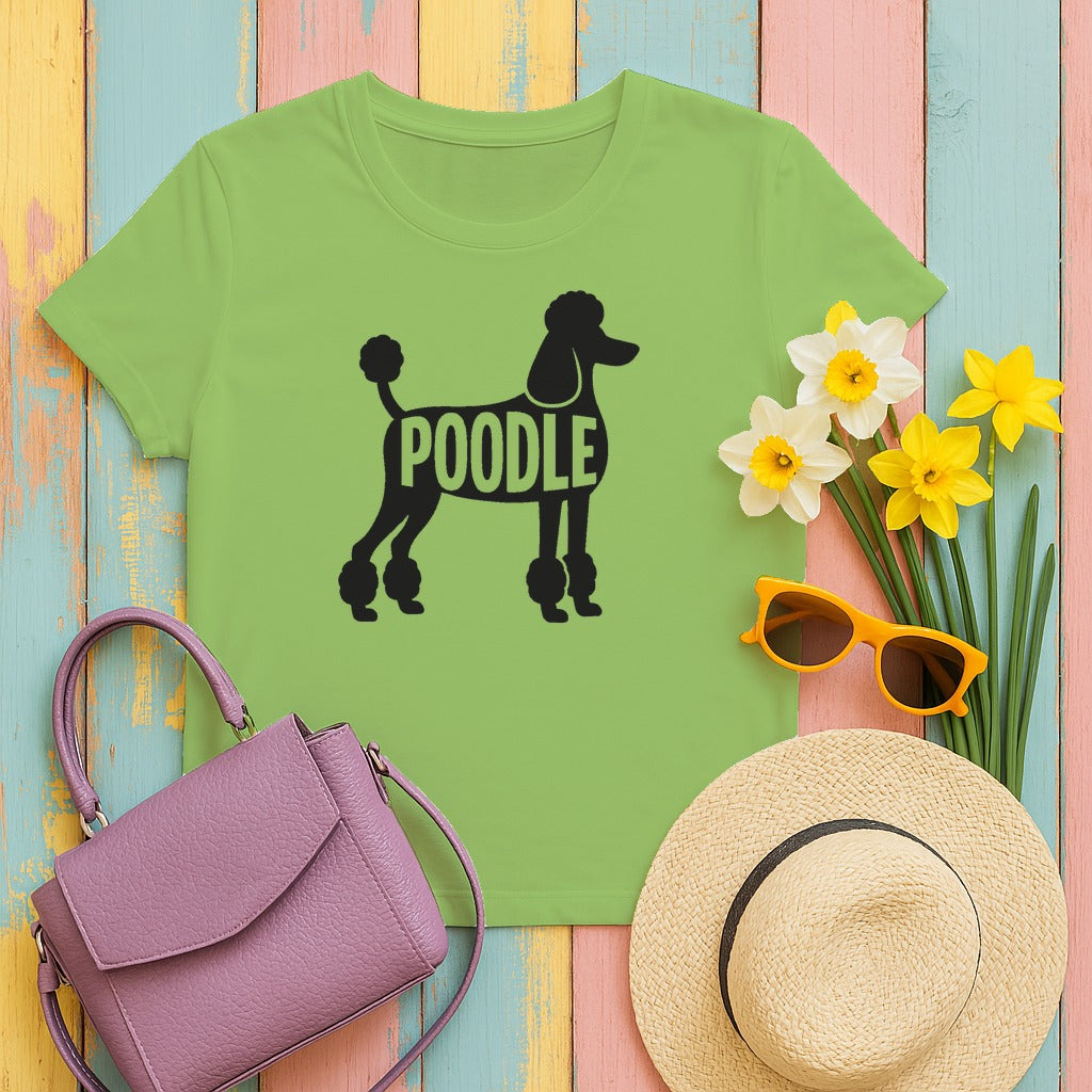 Elegant Poodle Silhouette T-Shirt in Lime
