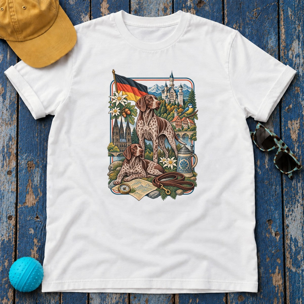 German Shorthaired Pointer Germany Heritage T-Shirt in White
