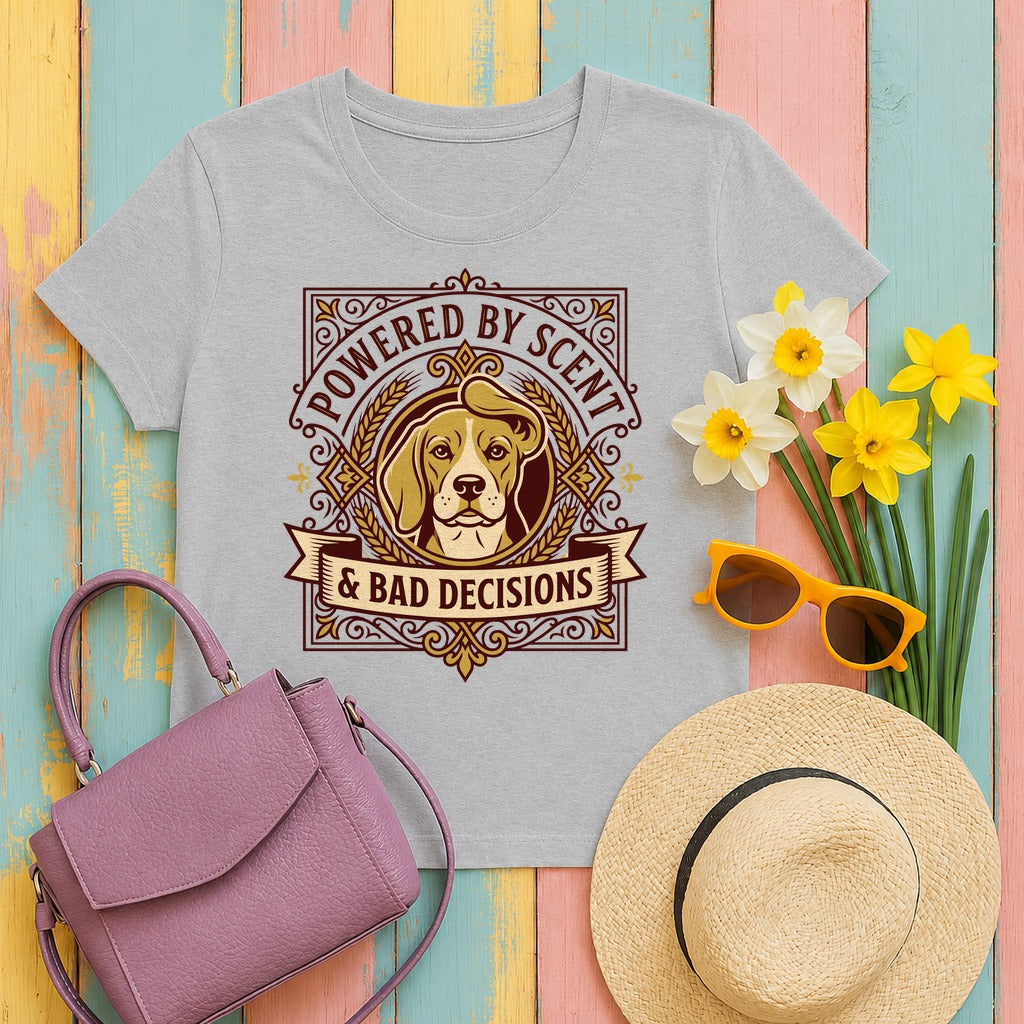Beagle Scent & Bad Decisions Graphic T-shirt in Sport Grey