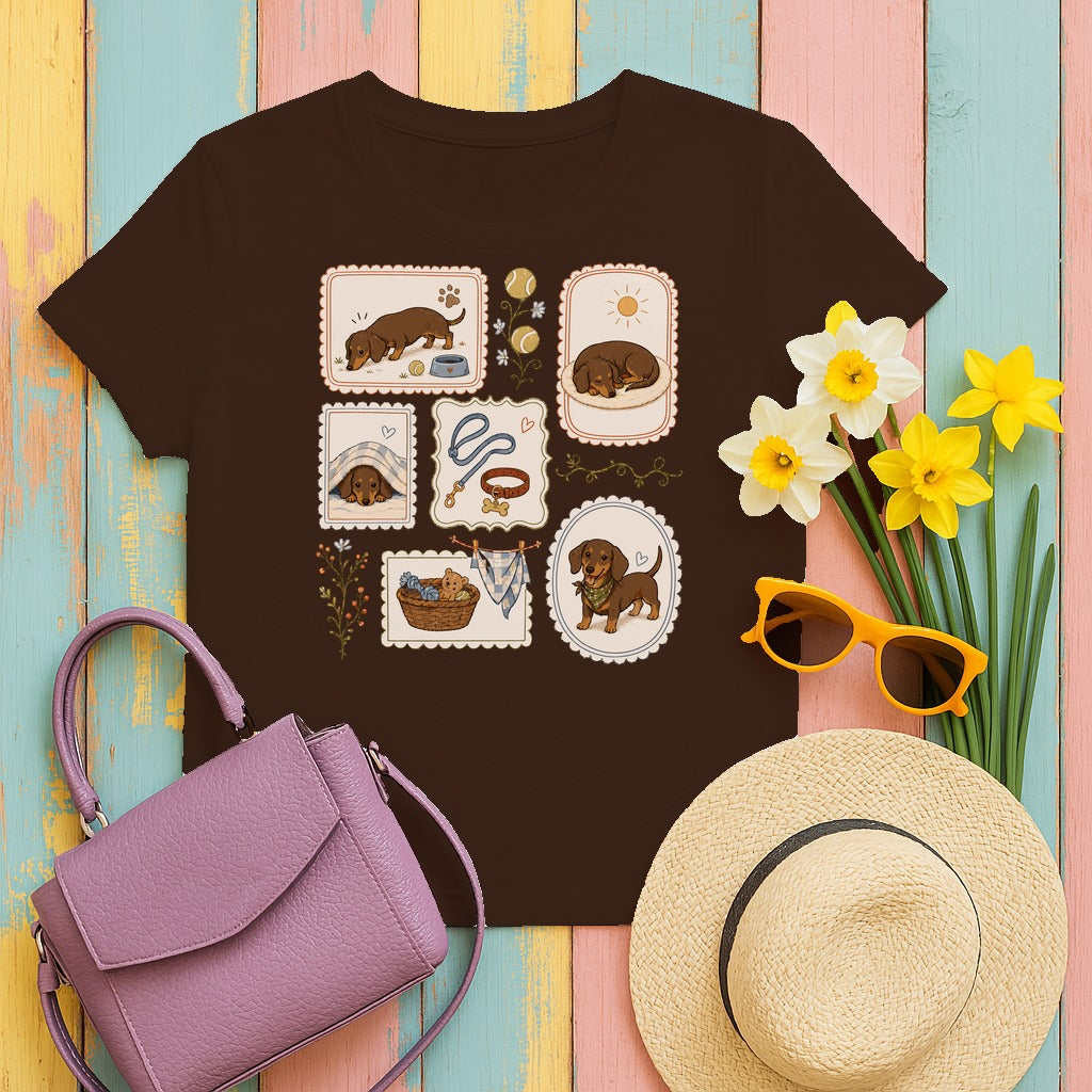 Sweet Dachshund Moments T-Shirt in Dark Chocolate