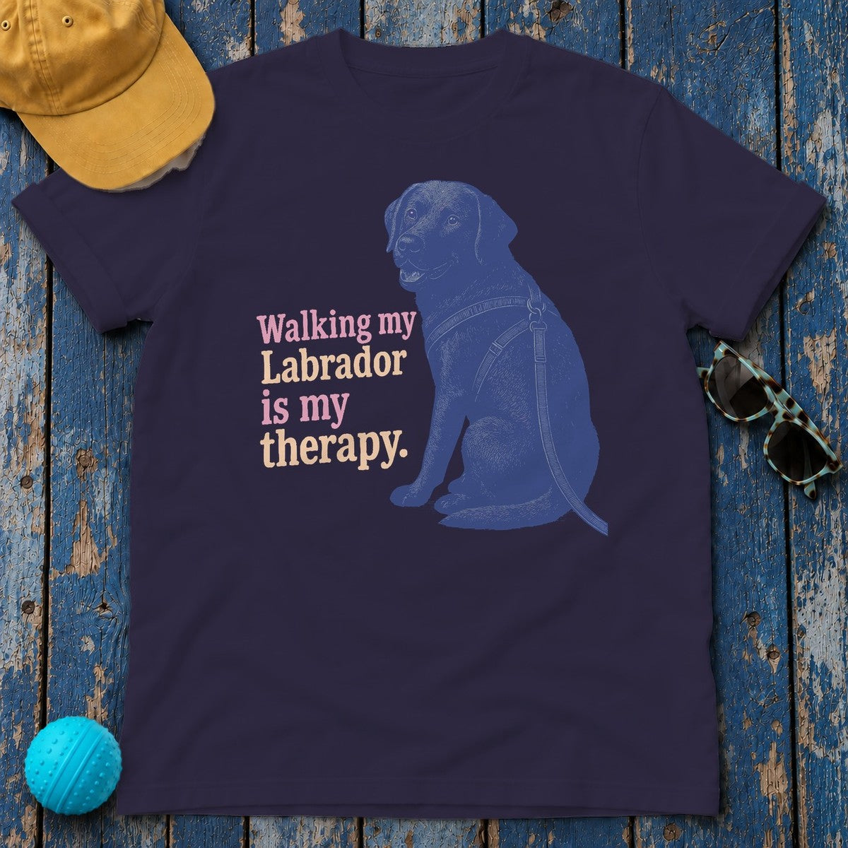 Walking My Labrador Therapy T-Shirt in Blackberry