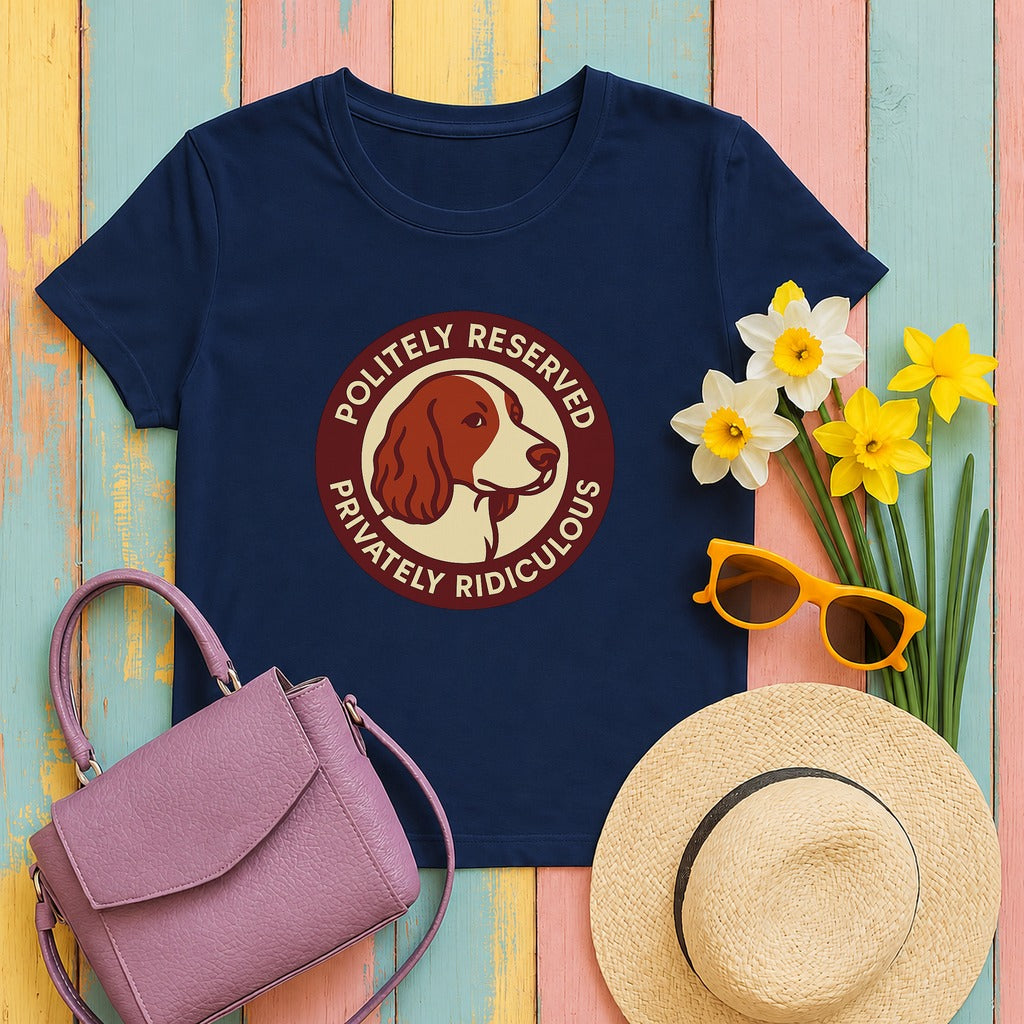 welsh-springer reserved-with-strangers-badge tee flat lay hero v8