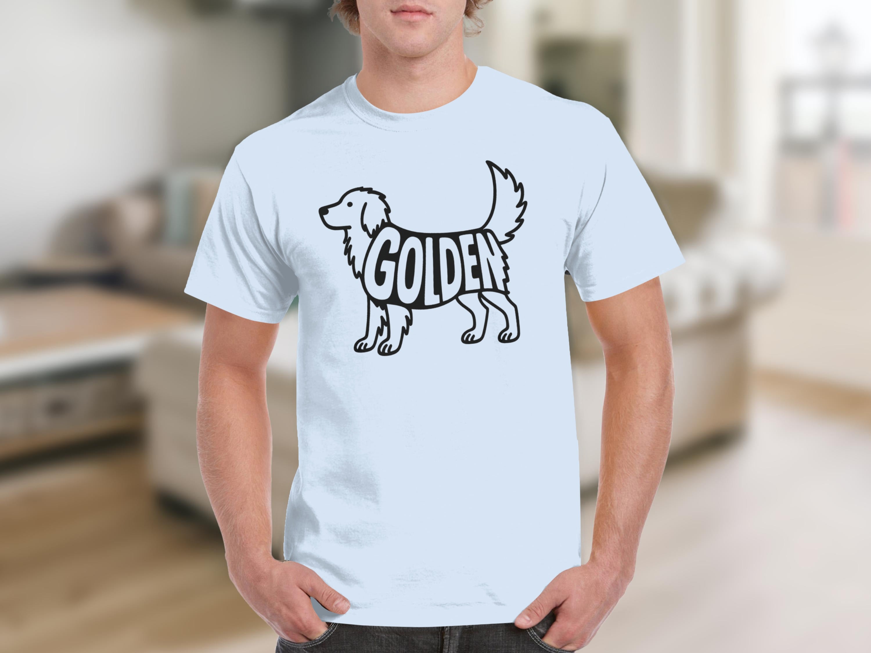 Golden Retriever Shaped Text Graphic T-shirt