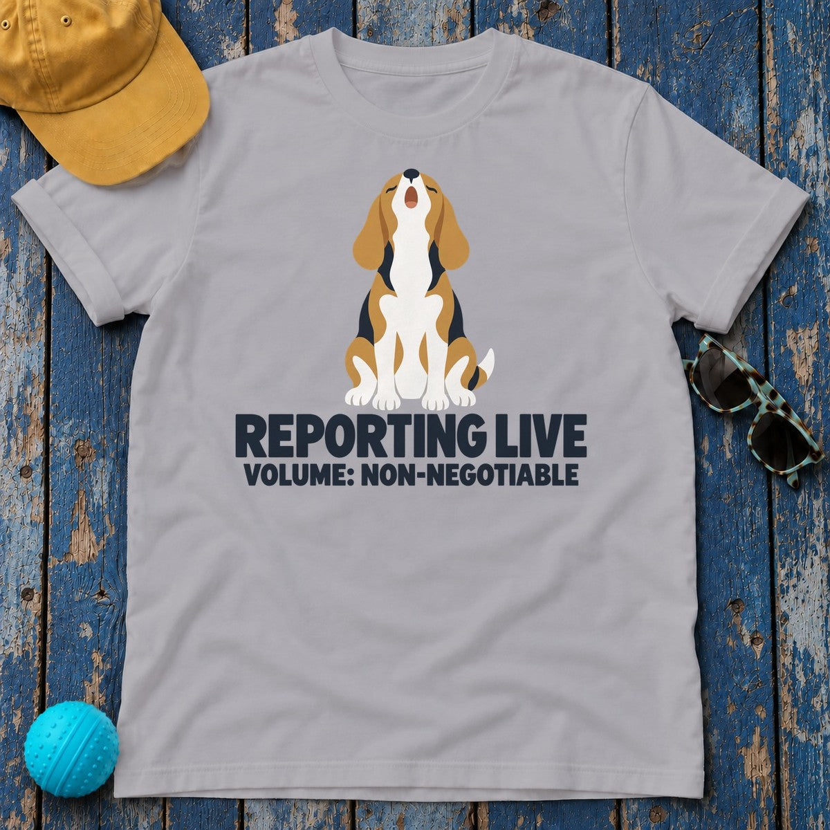 Reporting Live Volume Non-Negotiable Sitting Beagle T-Shirt in Athletic Heather