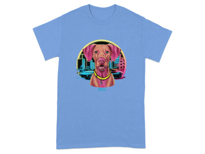 Retro Dog Art on Blue T-Shirt product type
