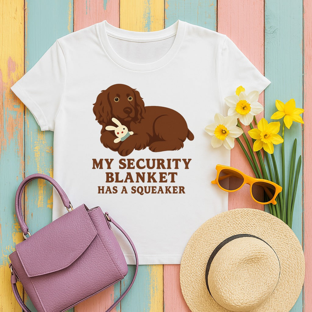 Boykin Spaniel Security Blanket Has a Squeaker T-shirt in White
