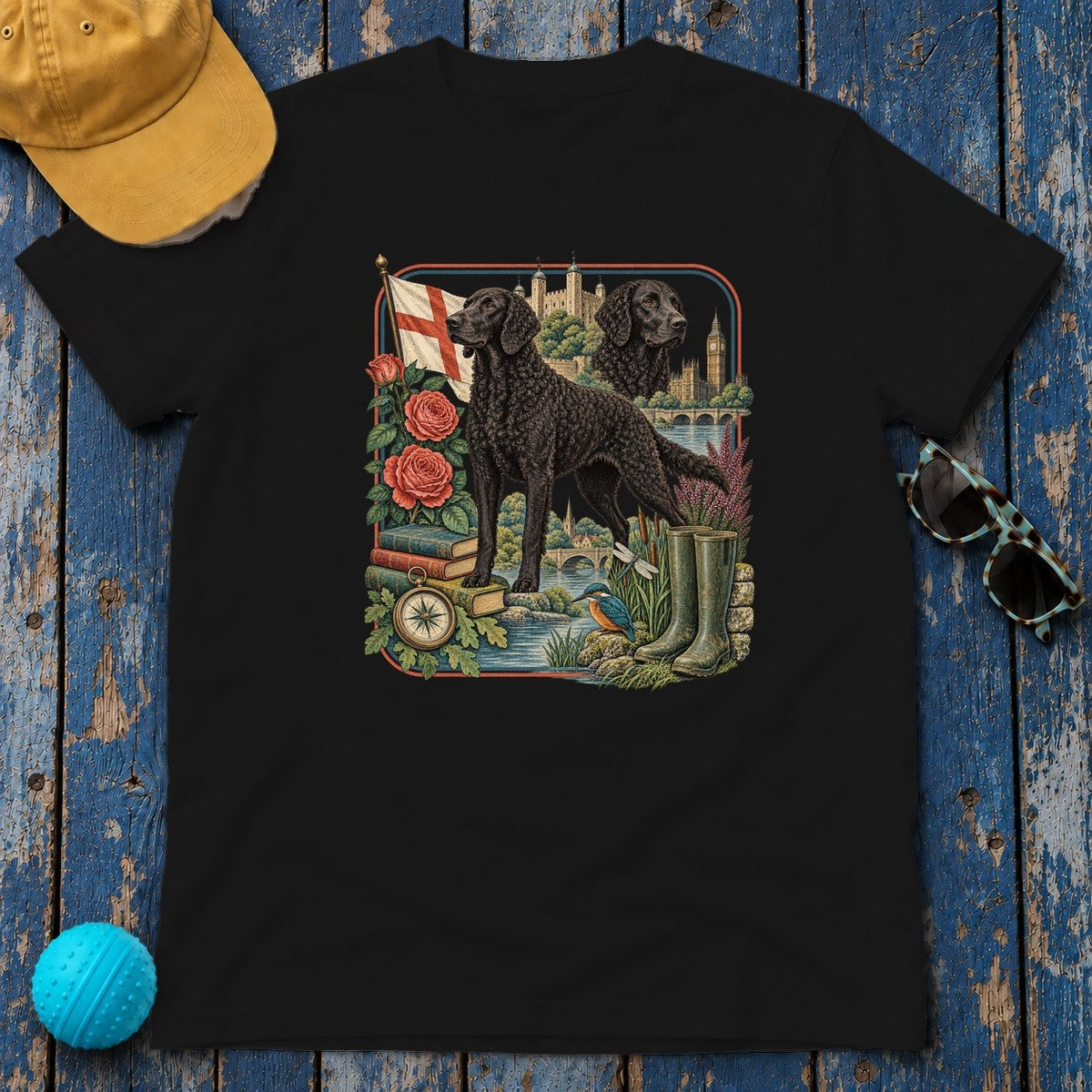 Curly-Coated Retriever England Heritage T-Shirt in Black