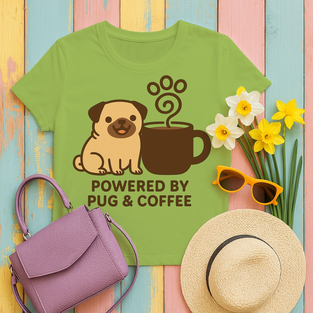 Powered By Pug & Coffee T-Shirt in Kiwi