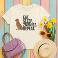 Eat Sleep Zoomies Repeat Dog T-Shirt in Natural