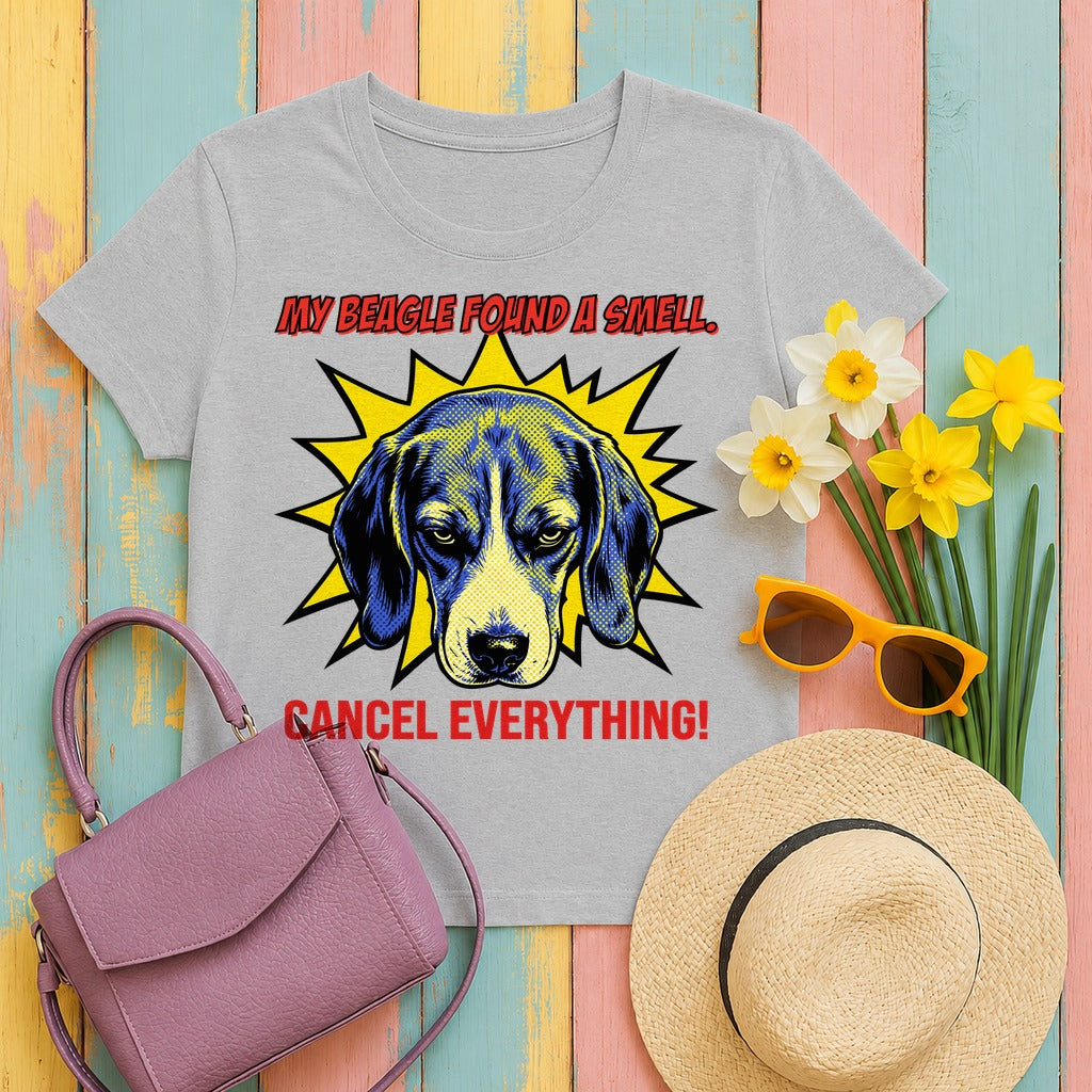 Cancel Everything Beagle Pop Art T-Shirt in Sport Grey