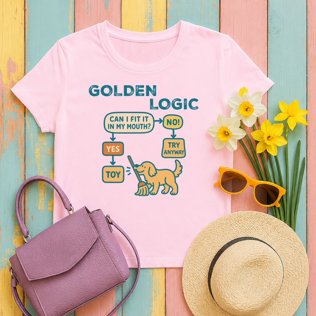 Golden Retriever Logic Tshirt in Light Pink