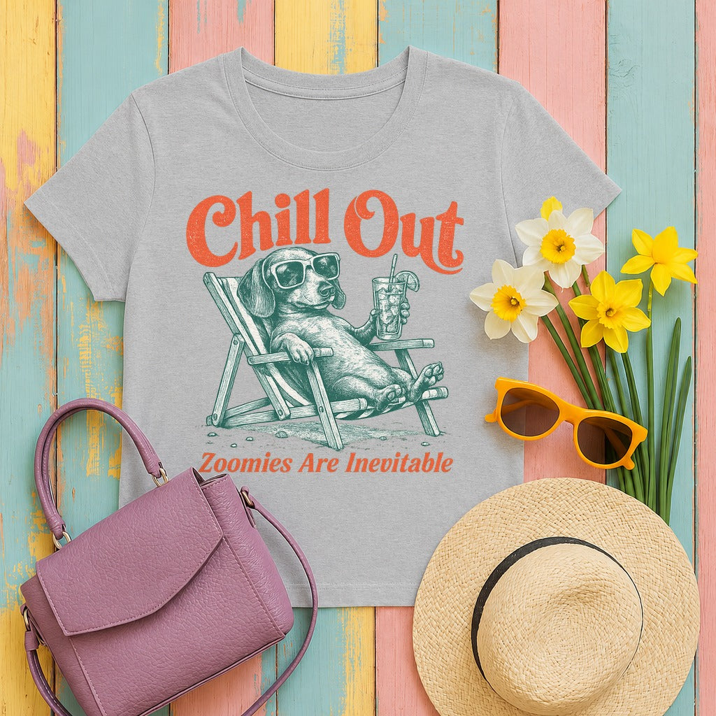 Chill Out Dachshund Lounge T-Shirt in Sport Grey