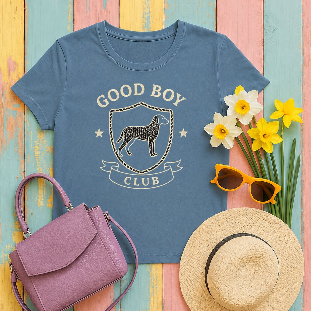 Curly-Coated Retriever Good Boy Club Tee in Steel Blue