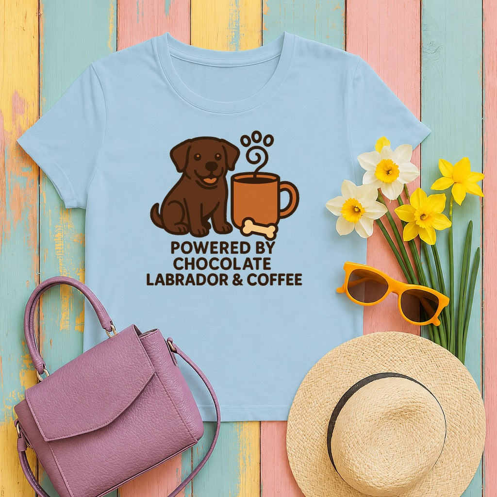 Chocolate Lab & Coffee Power T-shirt in Light Blue