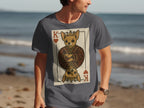 T-shirt with a dog depicted as the King of Hearts playing card.