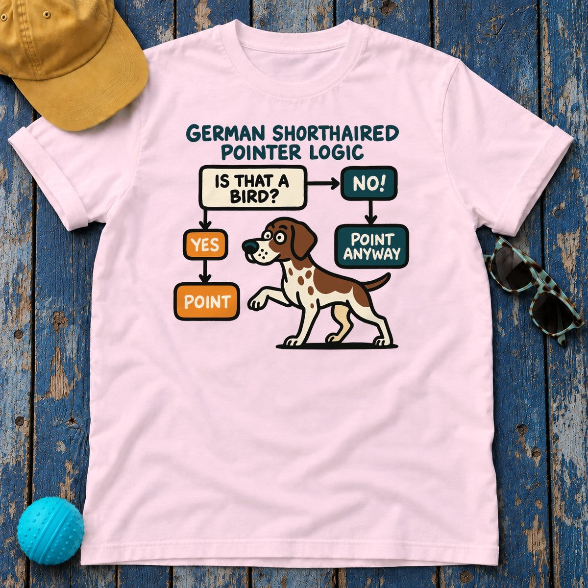 German Shorthaired Pointer Logic T-shirt in Light Pink
