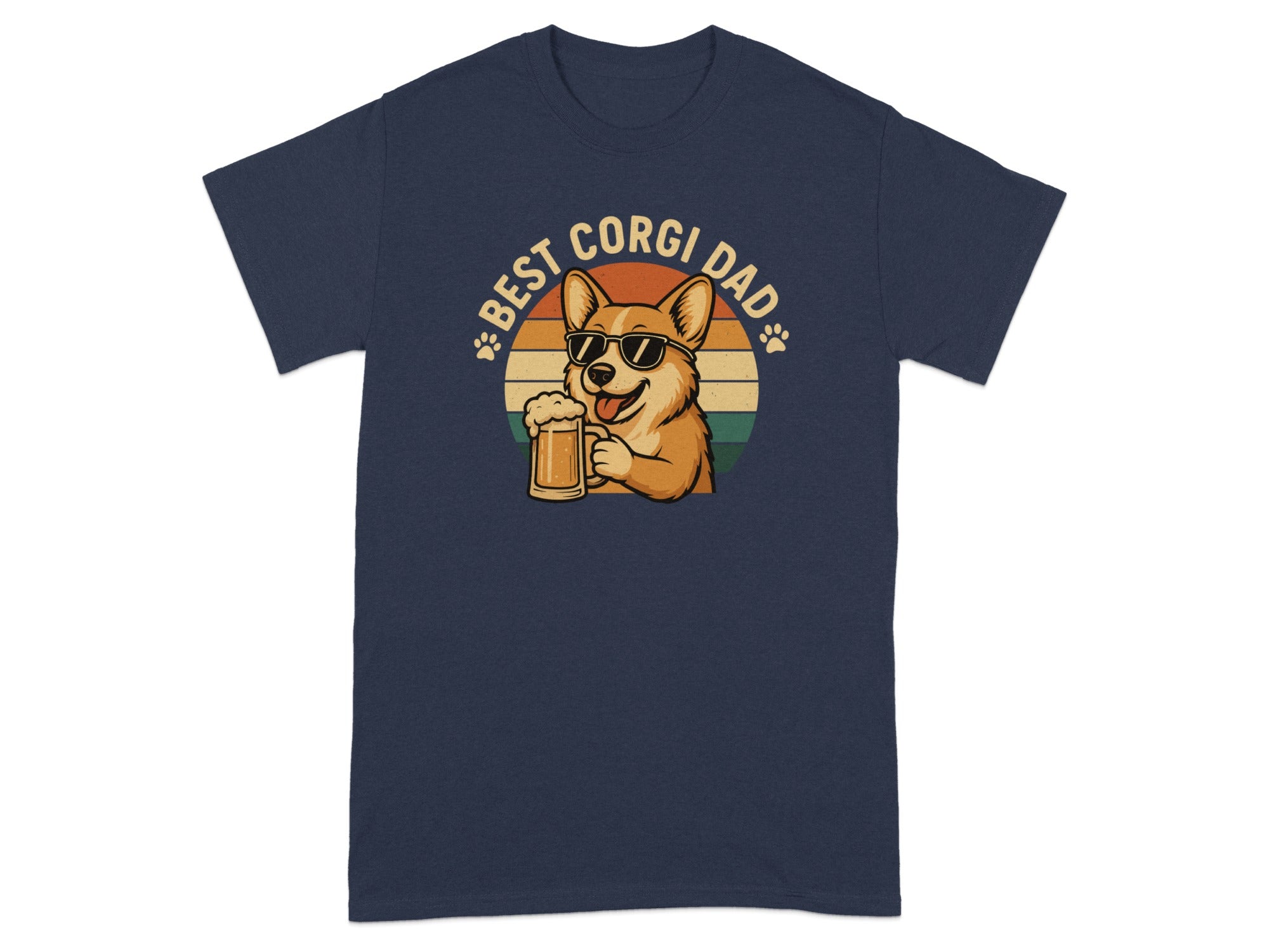Best Corgi Dad T-shirt with Cute Dog Drinking Beer
