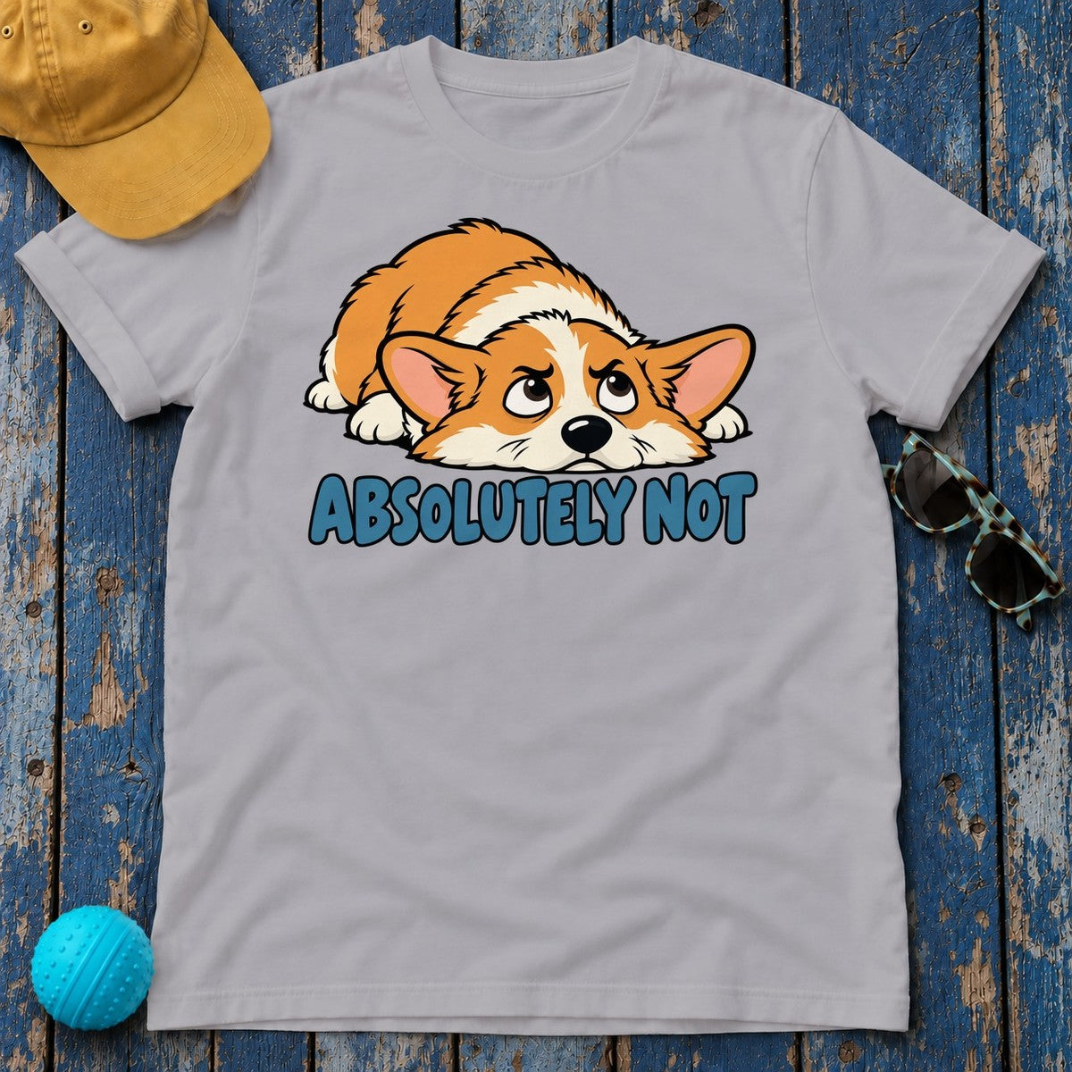 Absolutely Not Corgi T-Shirt in Athletic Heather - flat lay