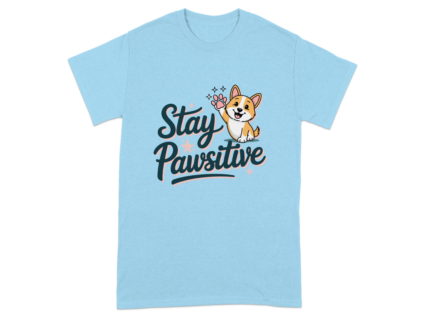 Stay Pawsitive Corgi Motivational Graphic Shirt product type