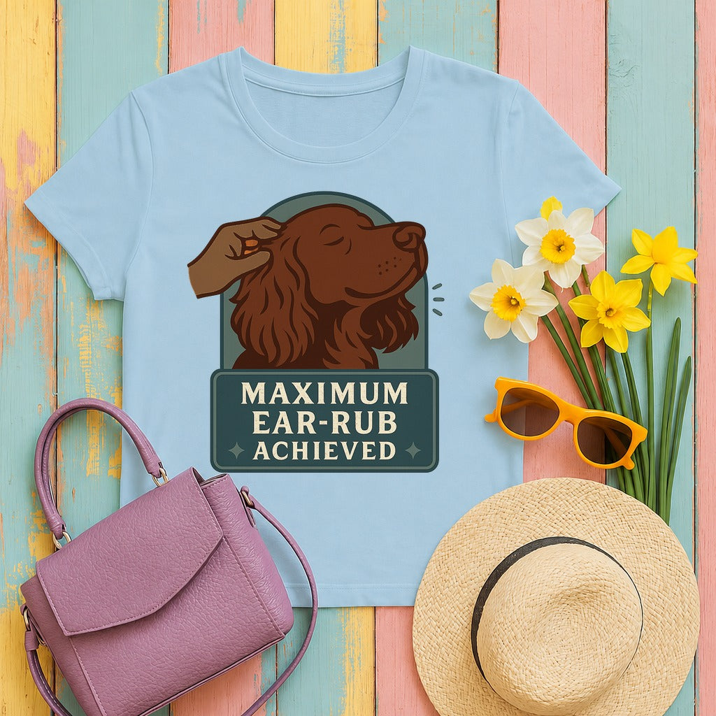 Boykin Spaniel Maximum Ear-Rub Achieved T-shirt in Light Blue