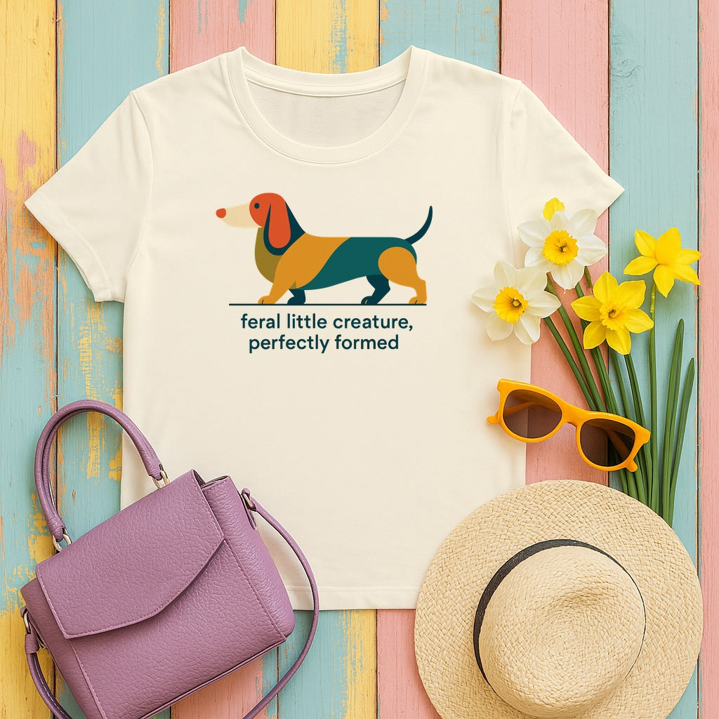 Perfectly Feral Dachshund T-Shirt in Natural