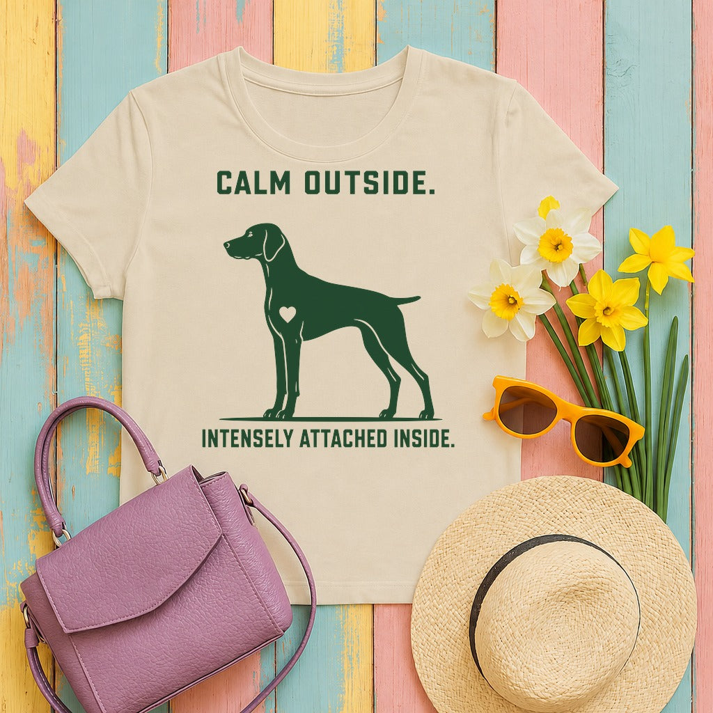 Calm Outside, Attached Inside Vizsla t-shirt