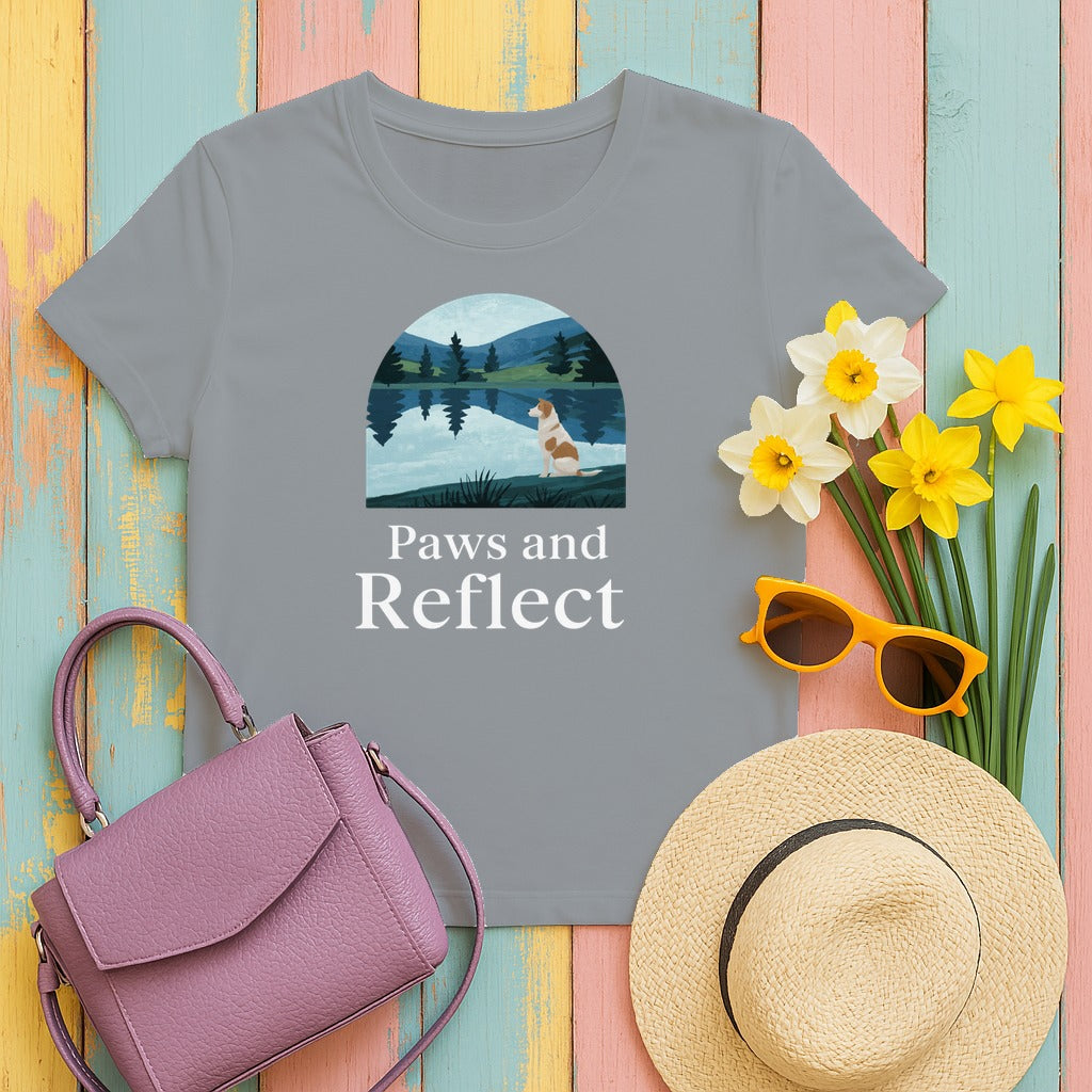 Contemplate life with our Paws and Reflect T-Shirts in Gravel