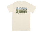 T-shirt with illustration of sheep and dogs in fields, text "Job Well Done".
