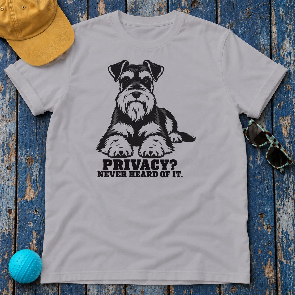Privacy Never Heard Of It Miniature Schnauzer T-Shirt in Athletic Heather