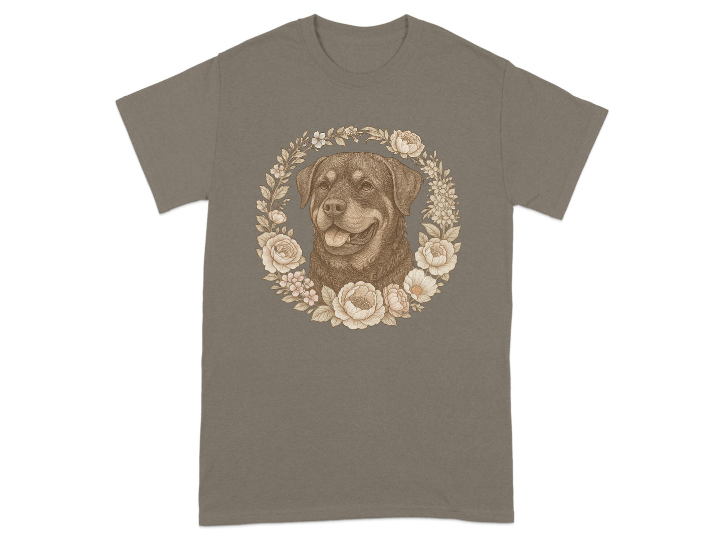 Rottweiler Floral Print Artistic T-Shirt product type