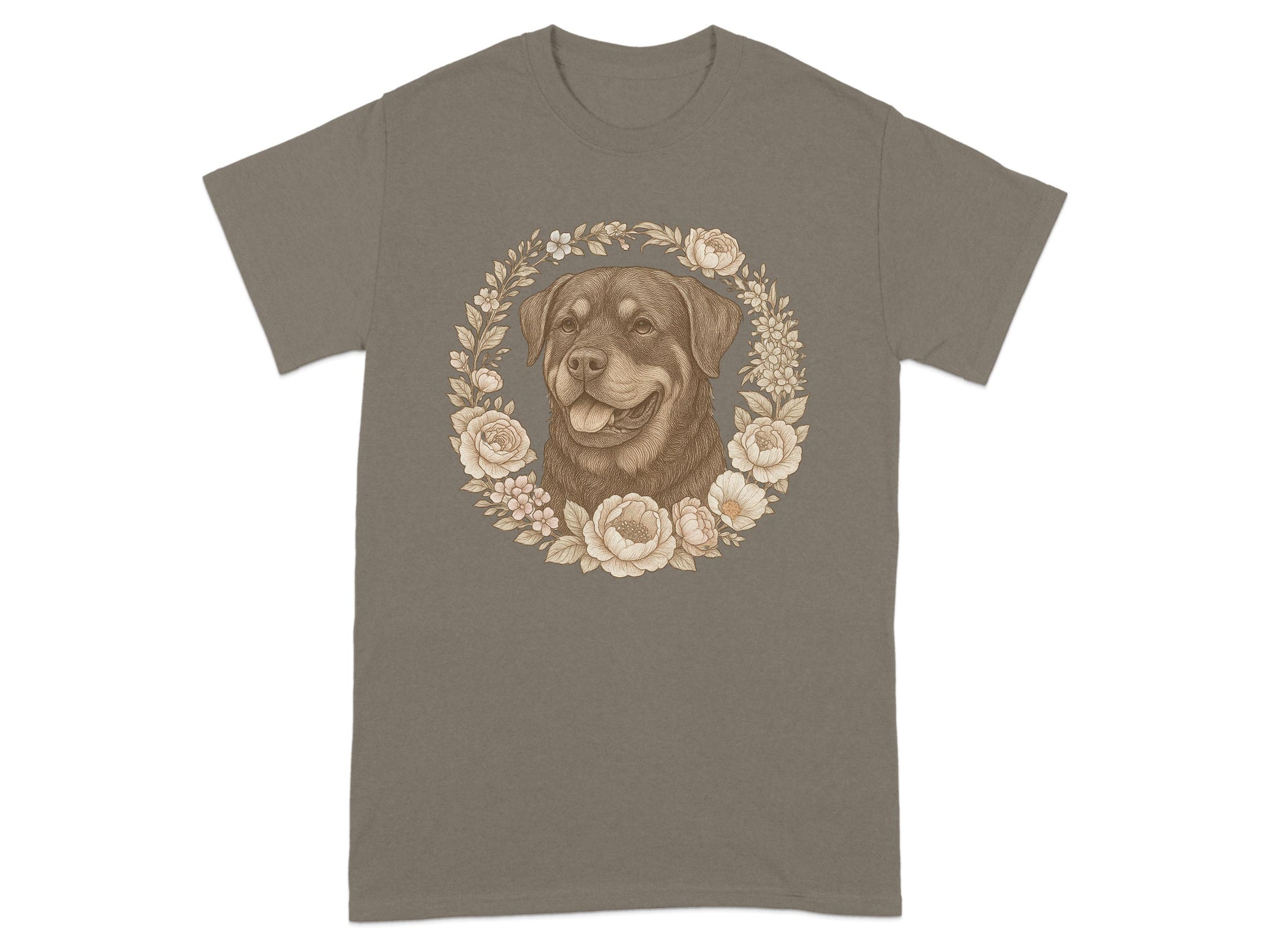 Rottweiler Floral Print Artistic T-Shirt product type
